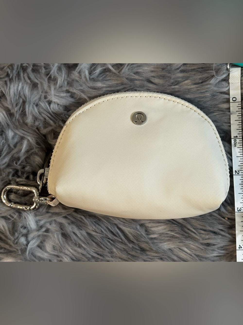 lululemon athletica Cream Mini Zip Pouch with Silver Hardware